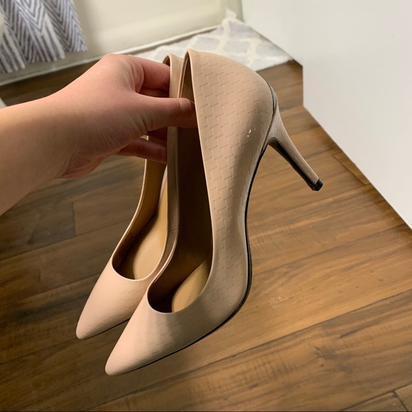 Calvin Klein Shoes - Calvin Klein Gayle Patent Leather Nude Pumps